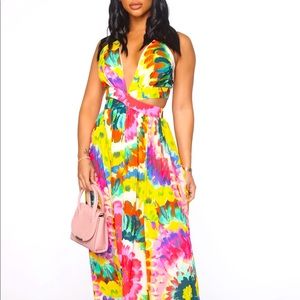 Colorful Open Backed Maxi Dress